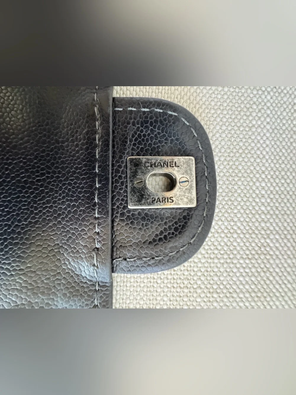 CHANEL Vintage Jumbo Single Flap Turnlock Black Caviar 2-Way Bag + COA